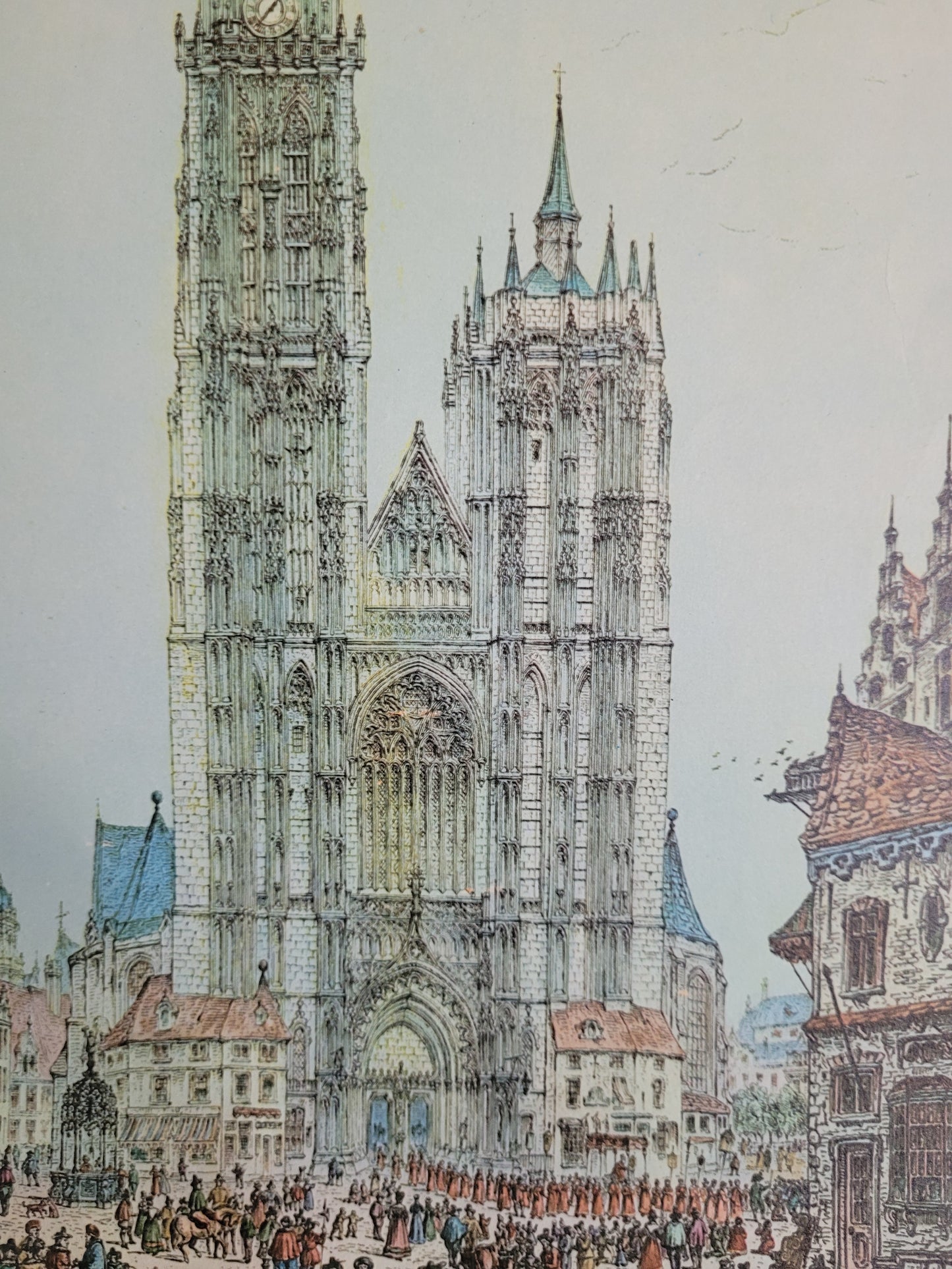 John Coney (1786-1833) Farbradierung Antwerp's Cathedral