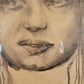 Ausdrucksstarkes Porträt einer Frau Zeichnung auf Papier 35x26 cm