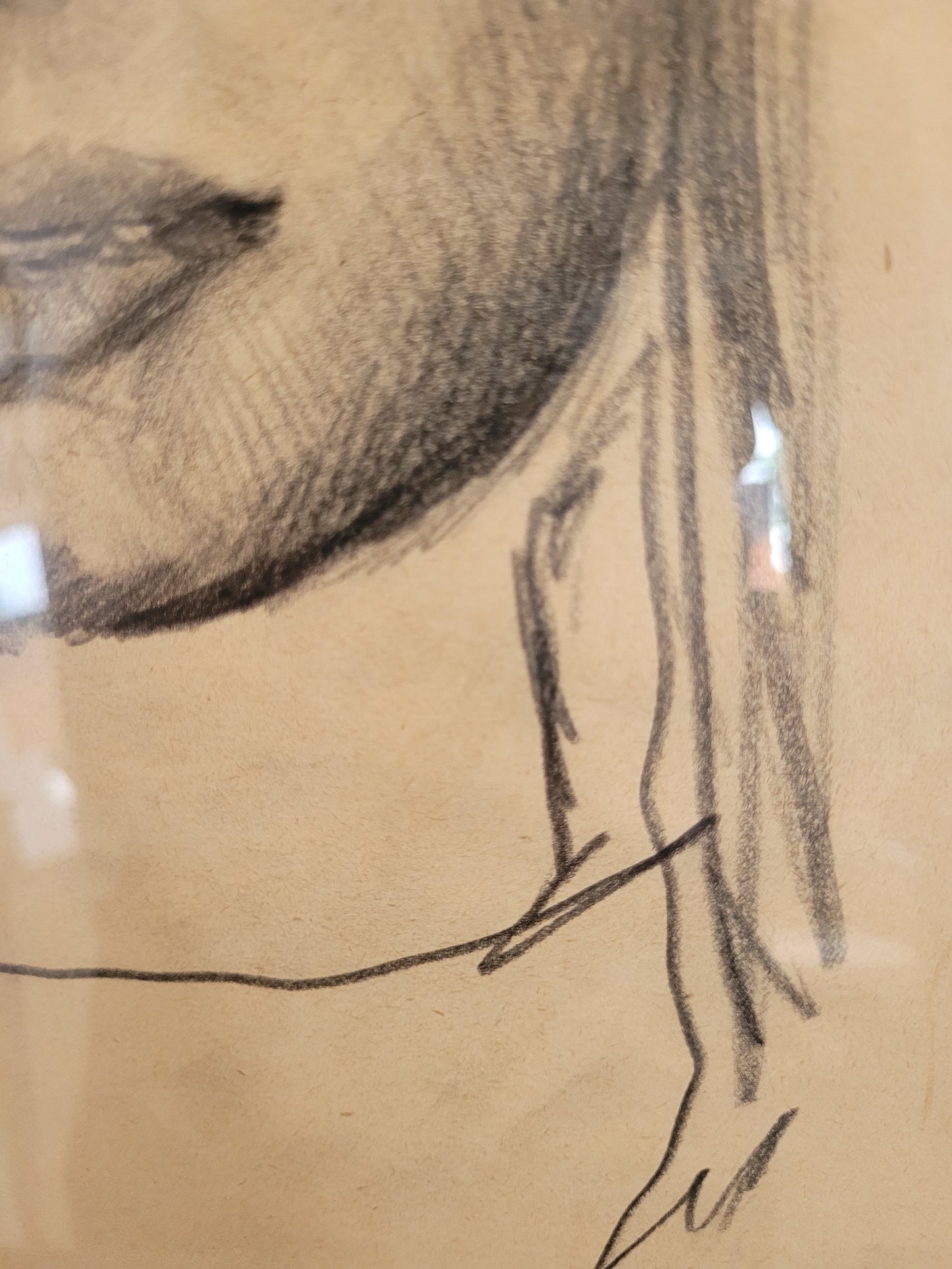 Ausdrucksstarkes Porträt einer Frau Zeichnung auf Papier 35x26 cm