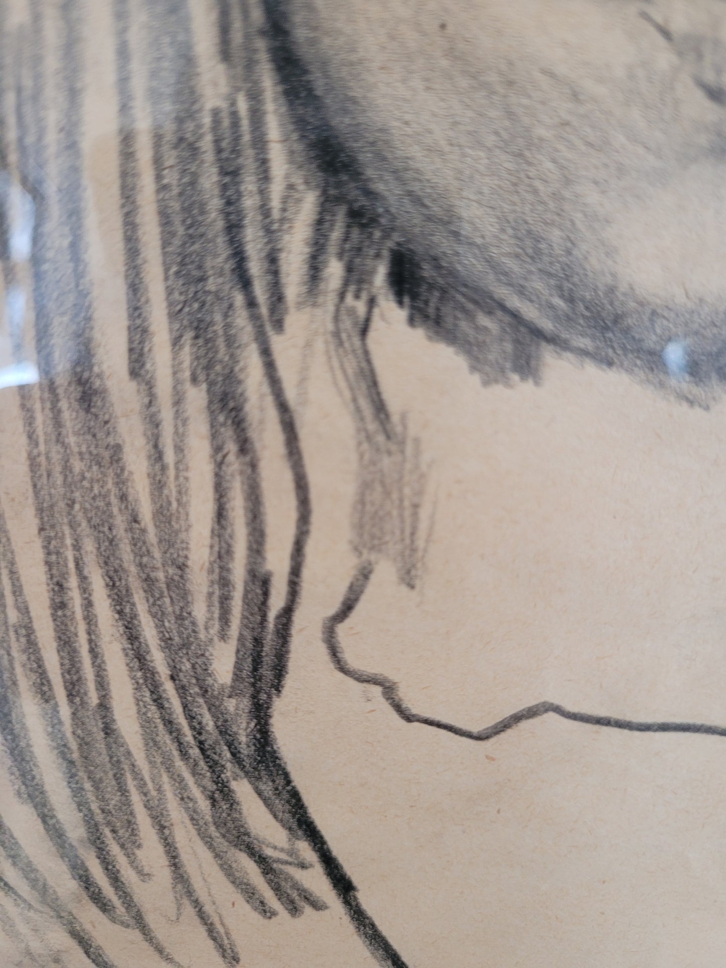 Ausdrucksstarkes Porträt einer Frau Zeichnung auf Papier 35x26 cm