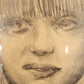 Ausdrucksstarkes Porträt einer Frau Zeichnung auf Papier 35x26 cm