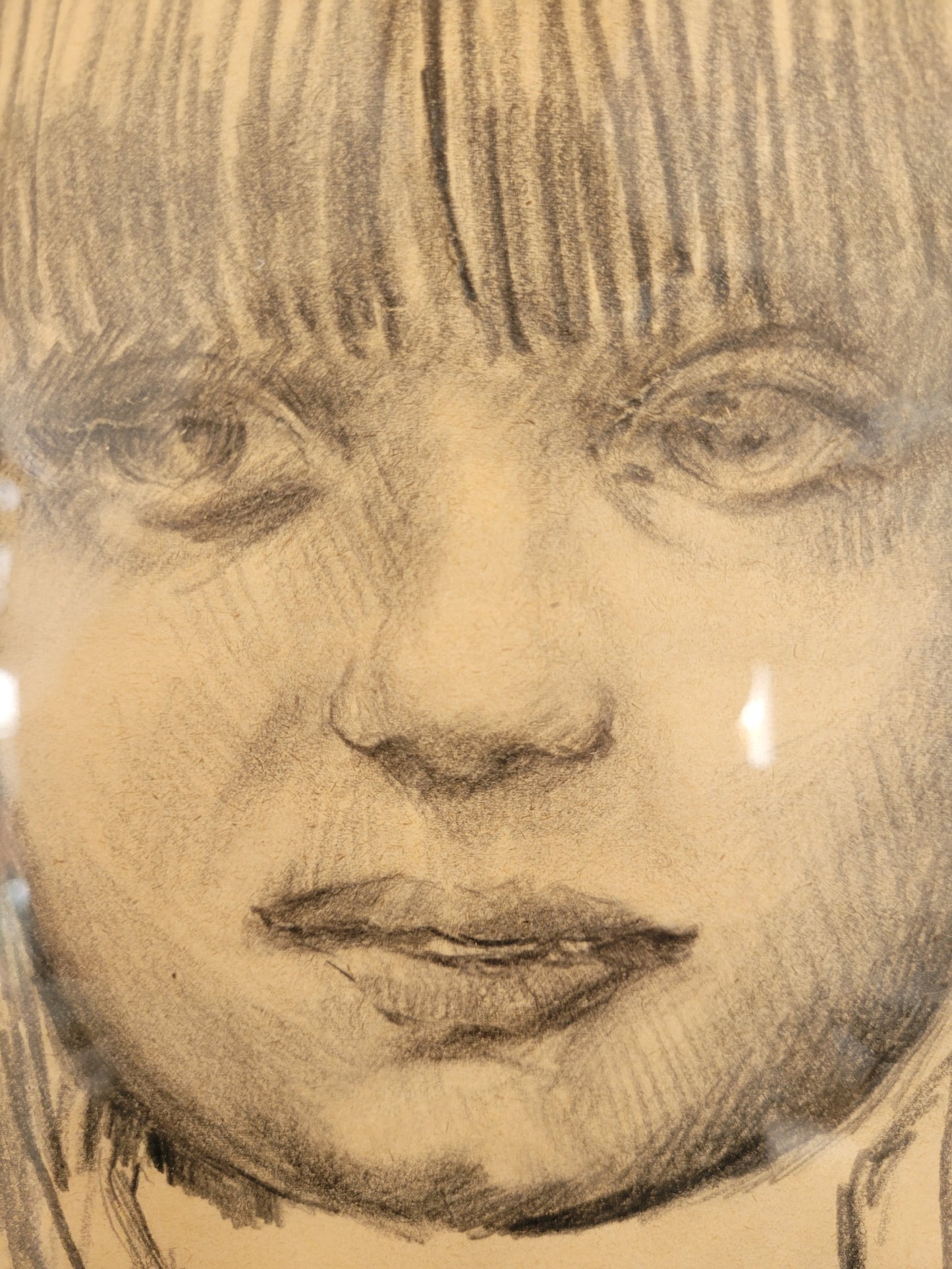 Ausdrucksstarkes Porträt einer Frau Zeichnung auf Papier 35x26 cm