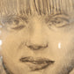 Ausdrucksstarkes Porträt einer Frau Zeichnung auf Papier 35x26 cm