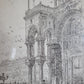 Original Lithographie, Rathaus mit belebtem Marktplatz 55x40cm