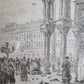 Original Lithographie, Rathaus mit belebtem Marktplatz 55x40cm