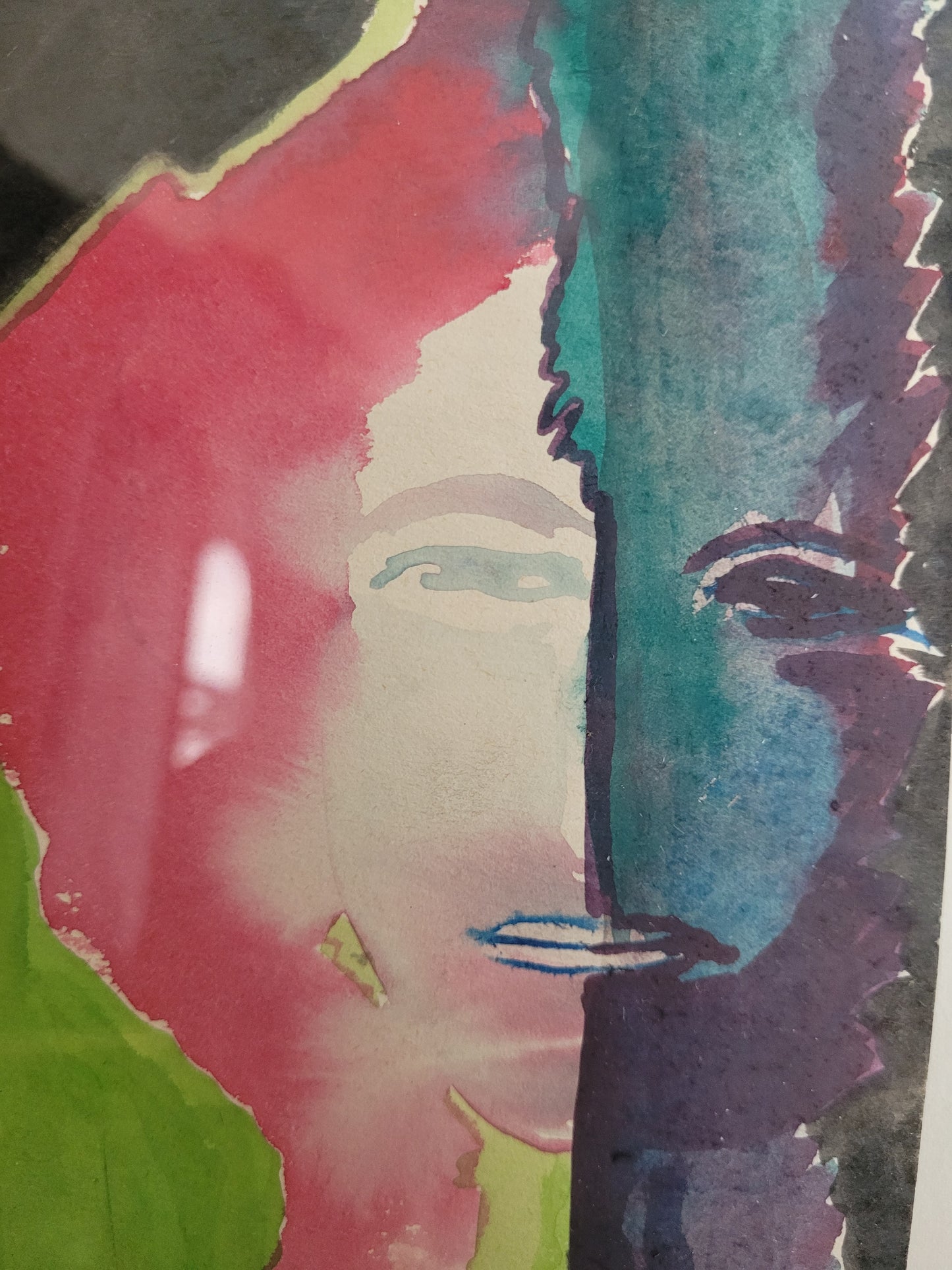 Pop Art Lithographie Hinter Glas, Porträt einer Frau 50x21cm