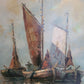 Holländische Schule (XX) Ölgemälde Fischerboote am Bootssteg 80x70cm