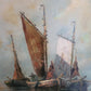 Holländische Schule (XX) Ölgemälde Fischerboote am Bootssteg 80x70cm