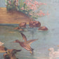 Europäische Schule (XIX-XX) Ölgemälde Märchenhafter See mit Enten
