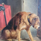 Deutsche Schule (XX) Ölgemälde Wartender Hund 33x40cm