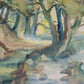 Wohlfelo (1953) Aquarellmalerei Waldlandschaft mit Bach 62x76cm
