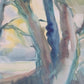 Wohlfelo (1953) Aquarellmalerei Waldlandschaft mit Bach 62x76cm