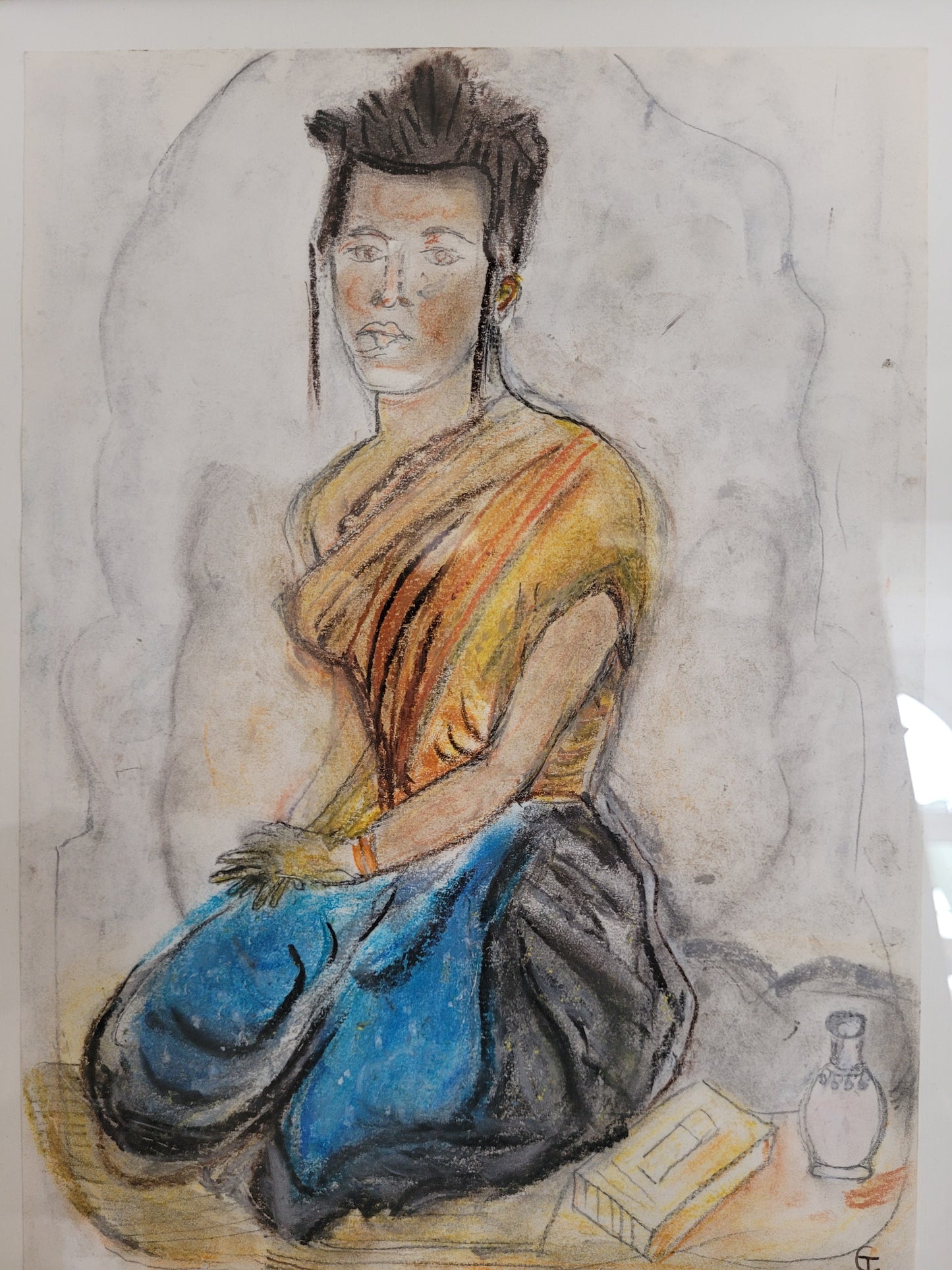 Monogramm GF (1995) Original Lithographie JEUNE FEMME du CAMBODGE