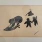 Agnes Nanogak (1925-2001) Original Grafik Alltag im Inuit-Dorf