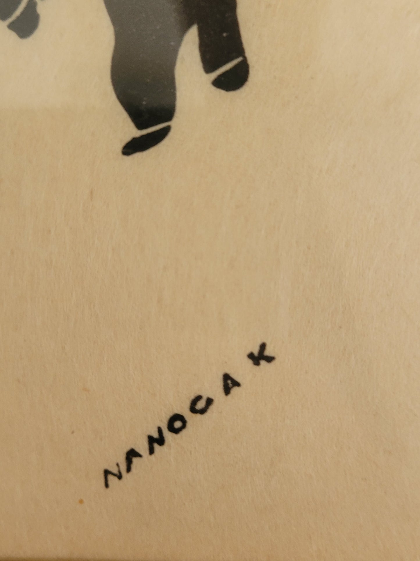 Agnes Nanogak (1925-2001) Original Grafik Alltag im Inuit-Dorf