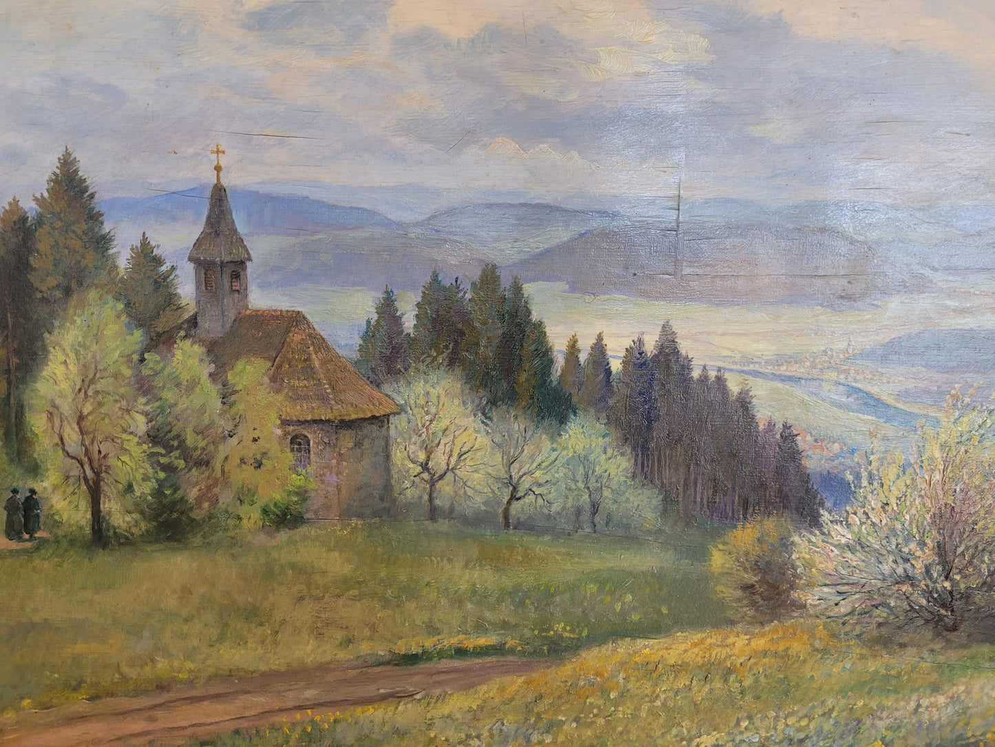 Georg Röder (1867-1958) Ölgemälde Landschaft im Rheintal 60x72cm