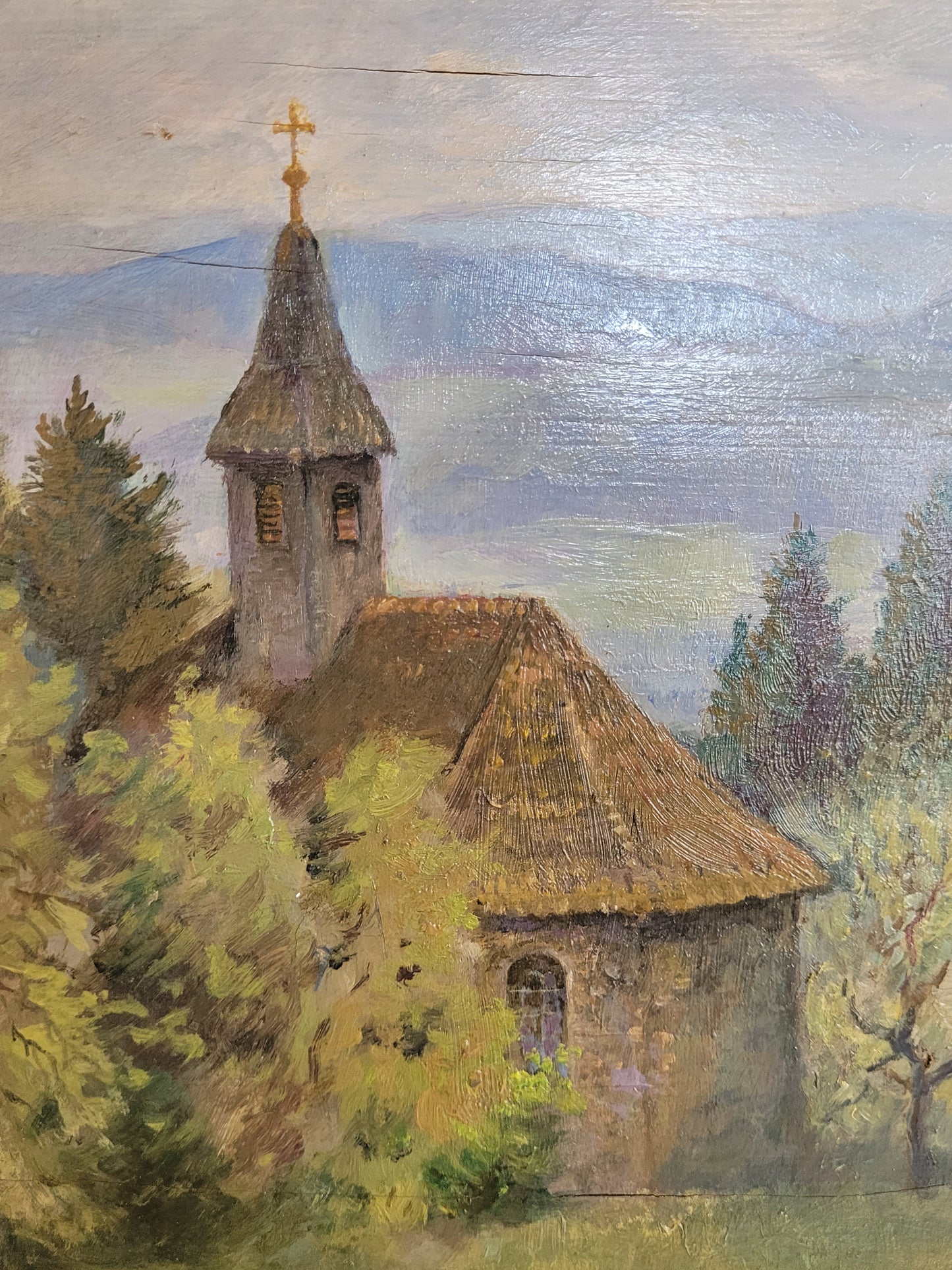 Georg Röder (1867-1958) Ölgemälde Landschaft im Rheintal 60x72cm