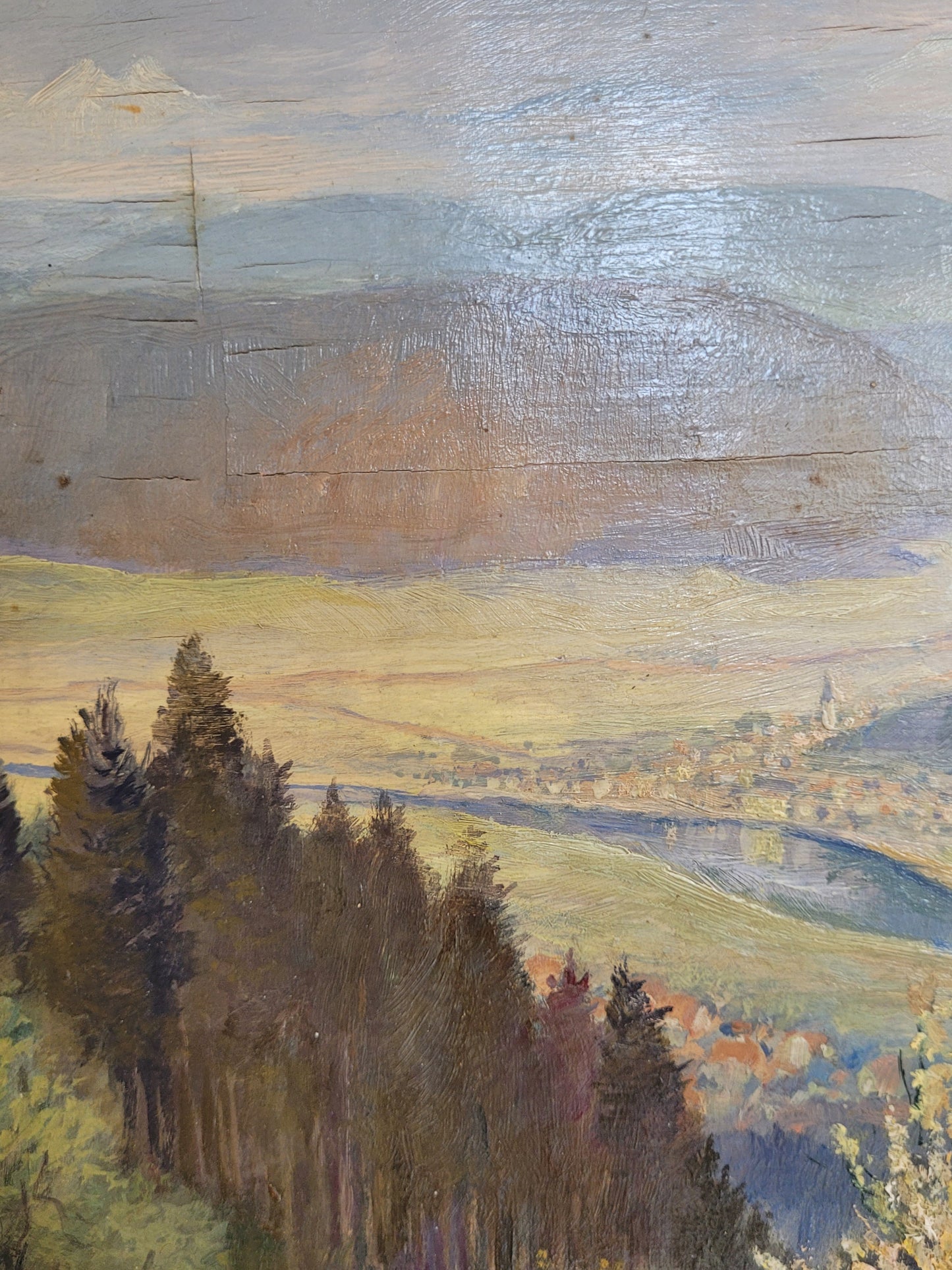 Georg Röder (1867-1958) Ölgemälde Landschaft im Rheintal 60x72cm