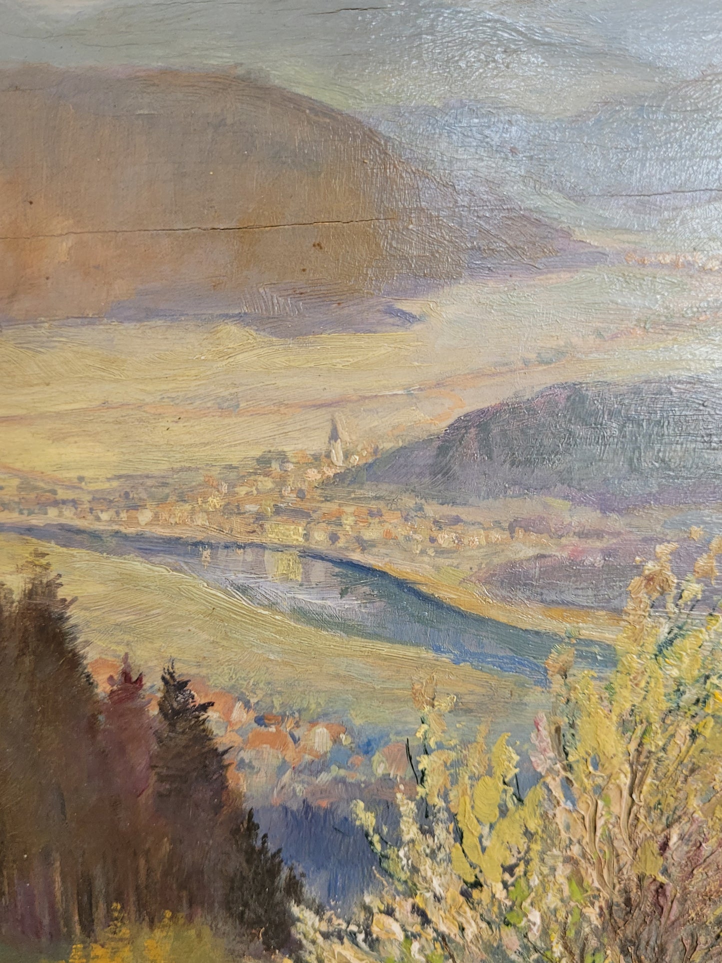 Georg Röder (1867-1958) Ölgemälde Landschaft im Rheintal 60x72cm