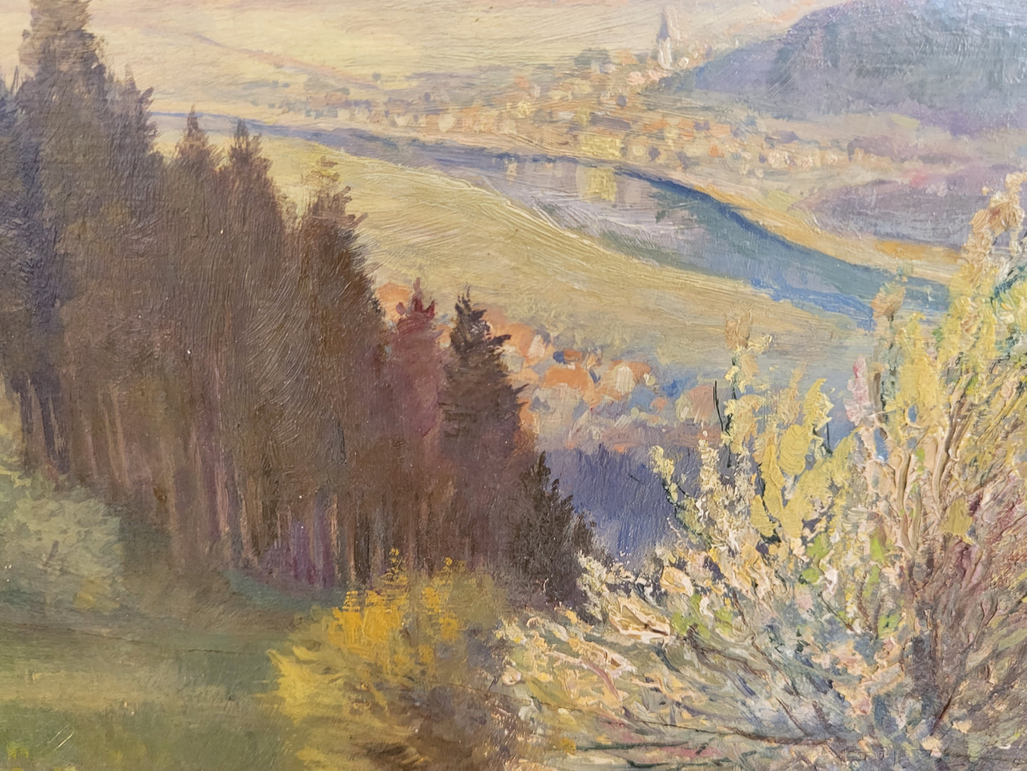 Georg Röder (1867-1958) Ölgemälde Landschaft im Rheintal 60x72cm