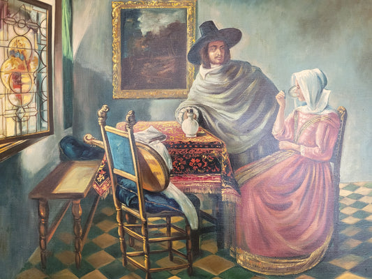 Nach Jan Vermeer(1632-1675) Ölgemälde Das Glas Wein 90x110cm