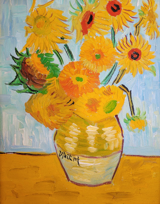 Nach Vincent van Gogh (1853-1890) Ölgemälde Stillleben mit Sonnenblumen