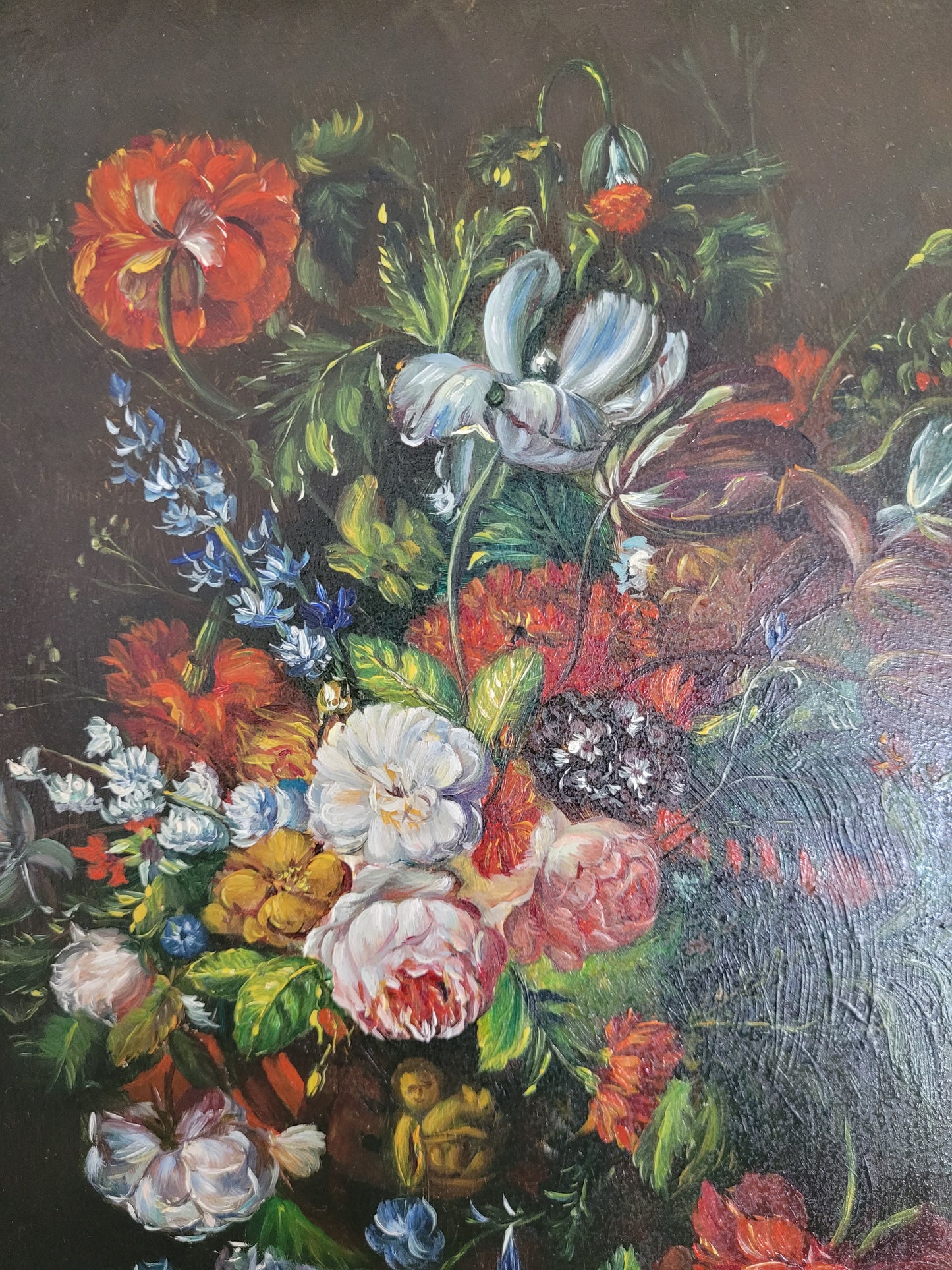 Claes, F. (XX) Ölgemälde Üppiges Blumenstillleben 44x33cm