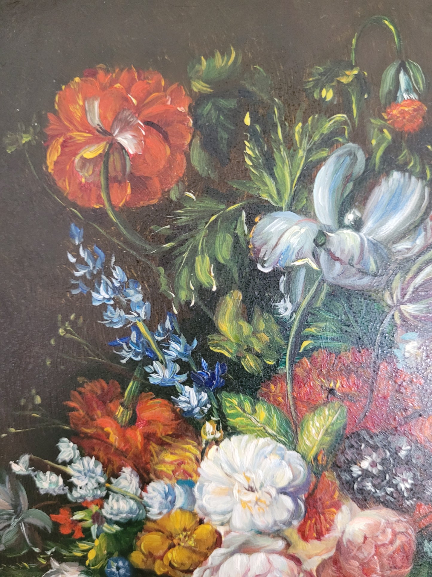 Claes, F. (XX) Ölgemälde Üppiges Blumenstillleben 44x33cm