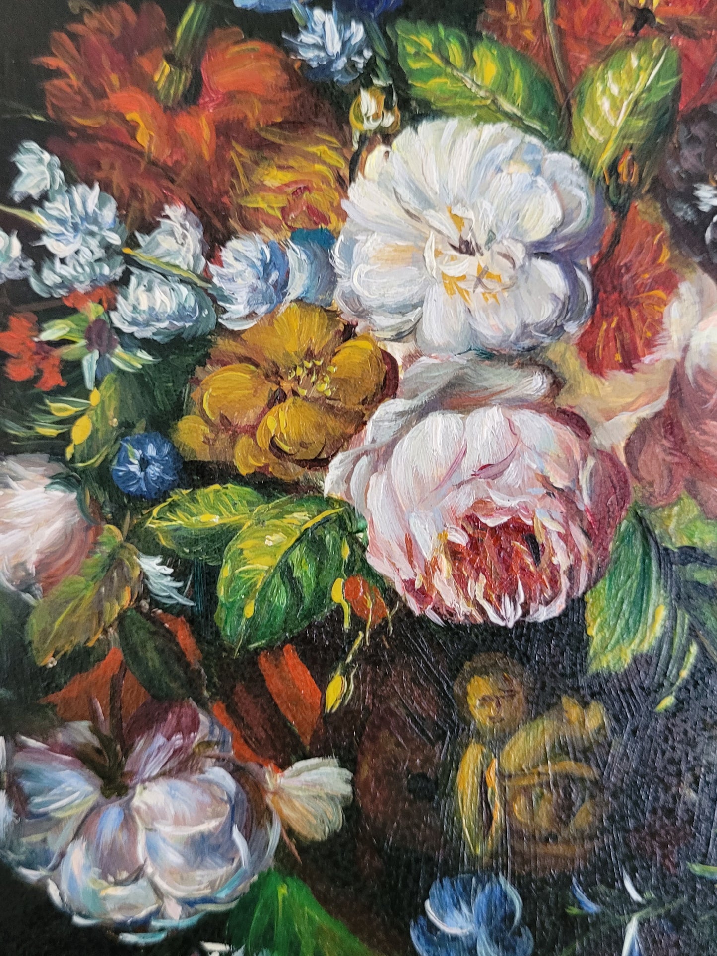 Claes, F. (XX) Ölgemälde Üppiges Blumenstillleben 44x33cm