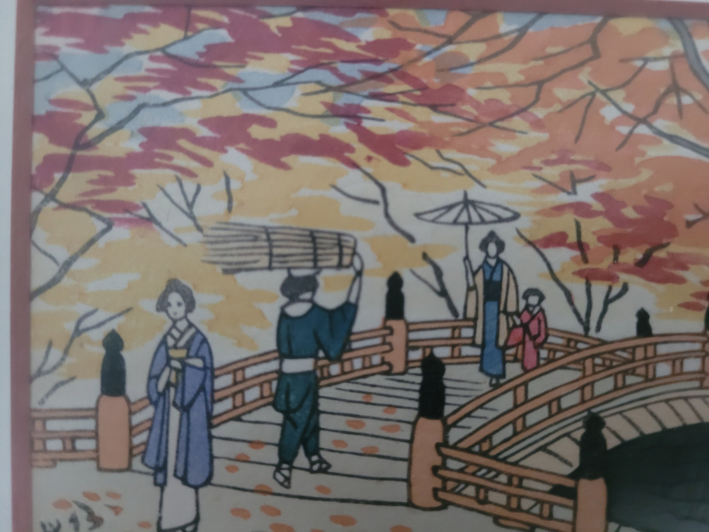 Takeji Asano (1900-1998) Original Farbholzschnitt Takao, Kyoto im Herbst