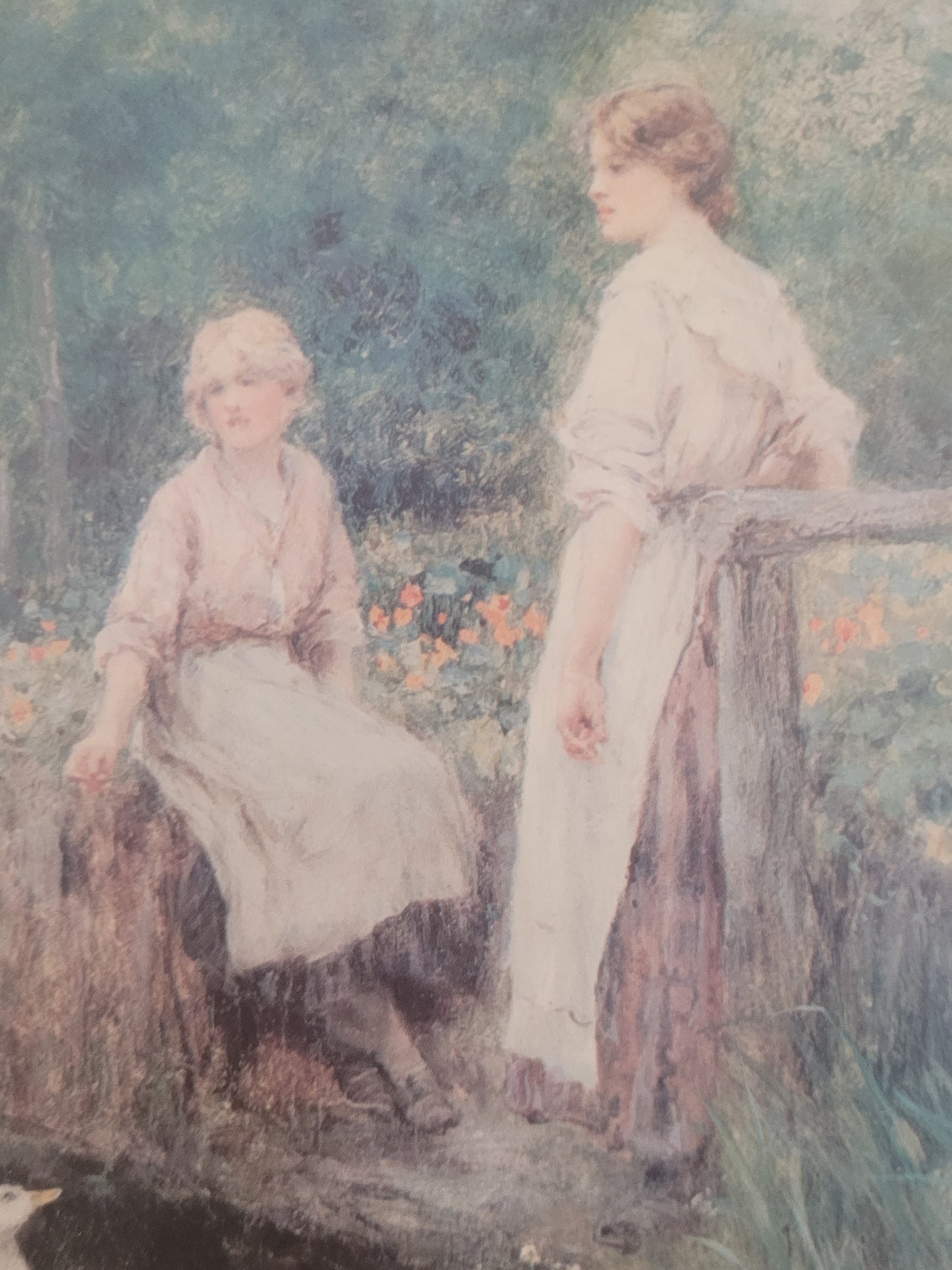 Nostalgischer Kunstdruck "Am Wasserrand" mit Blick aufs Ufer