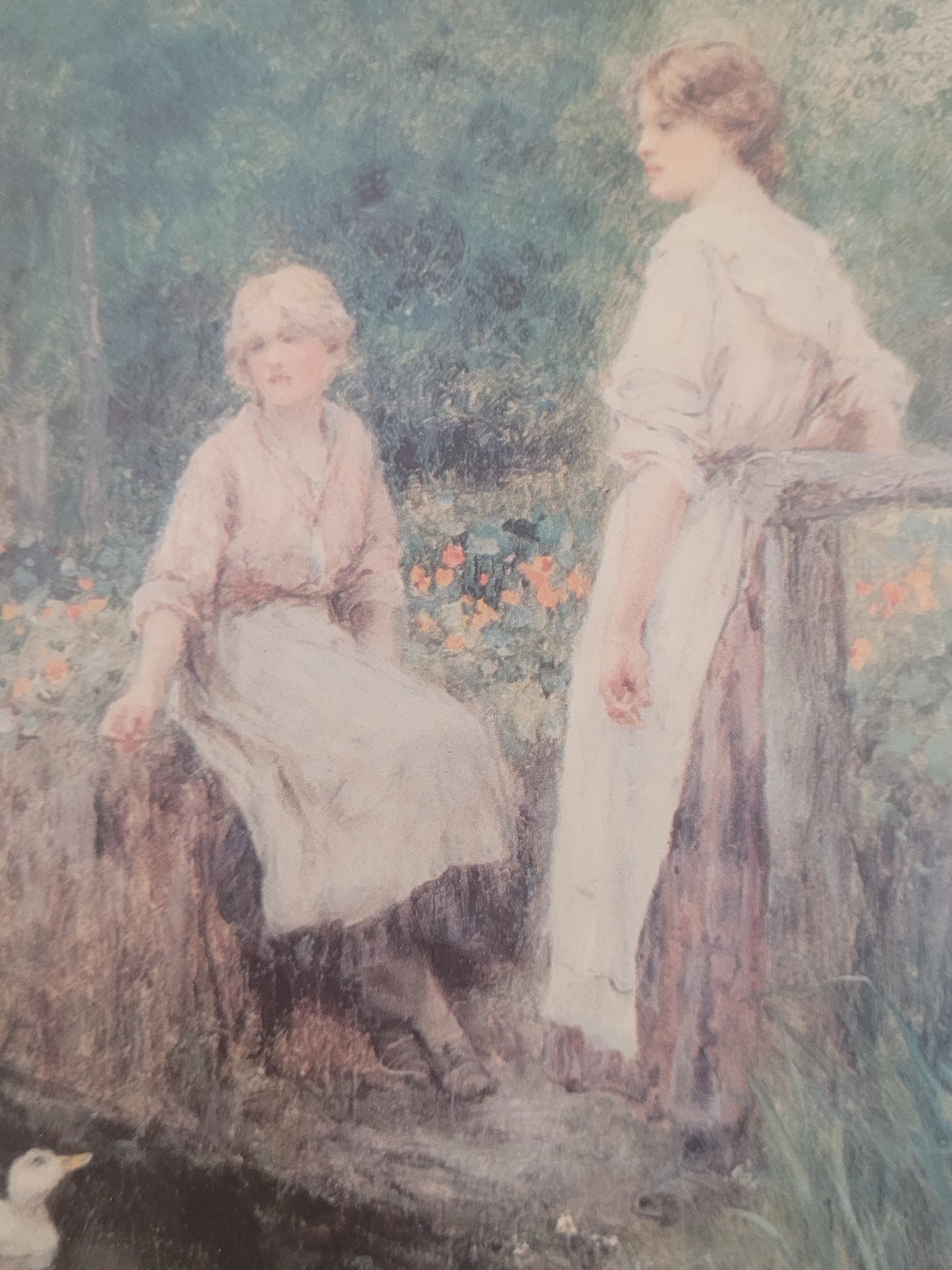 Nostalgischer Kunstdruck "Am Wasserrand" mit Blick aufs Ufer