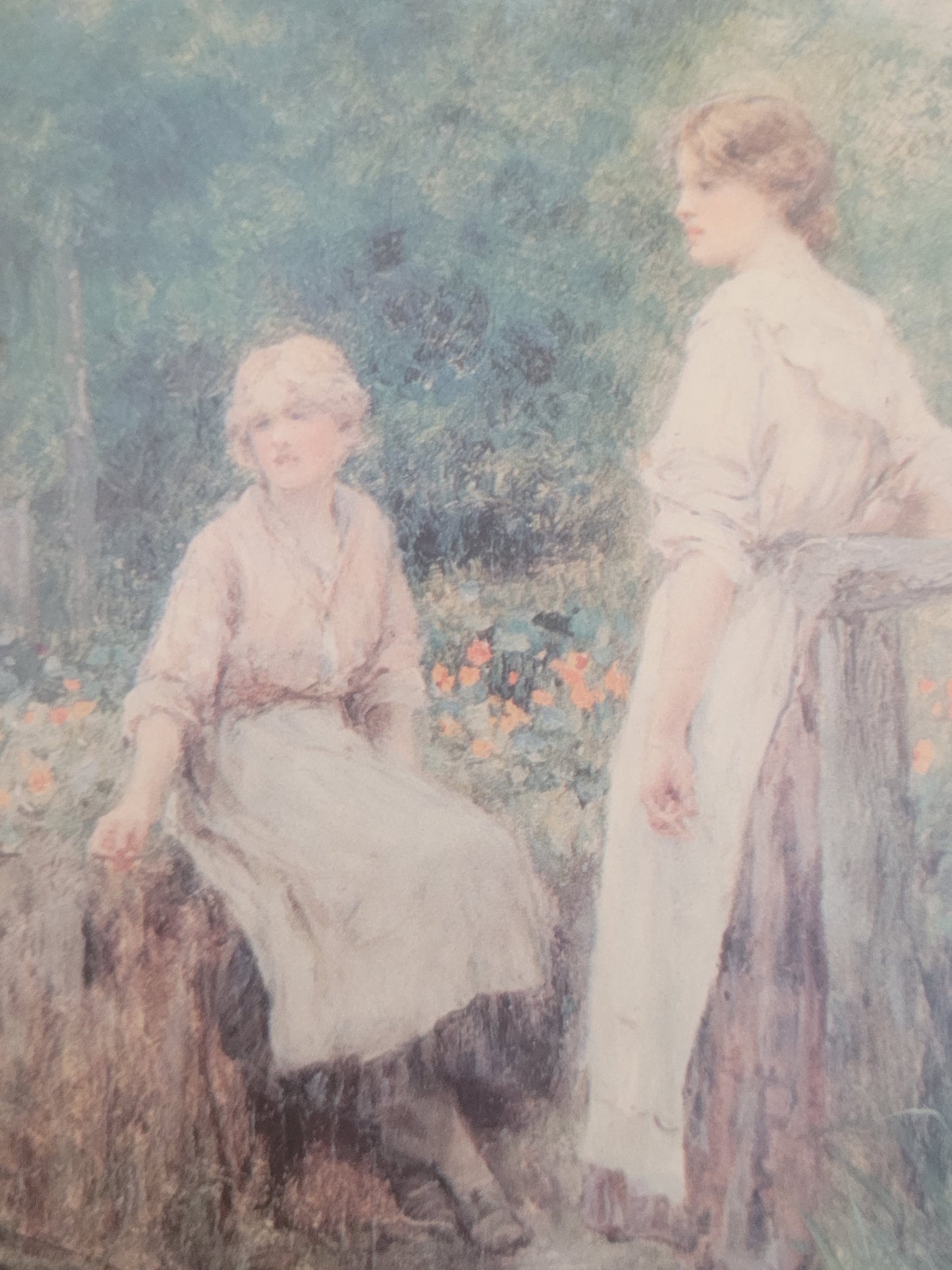 Nostalgischer Kunstdruck "Am Wasserrand" mit Blick aufs Ufer