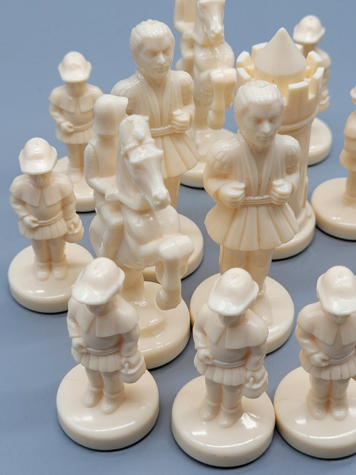 Antik Handgeschnitzte Schachfiguren Schachbrett Art Deco