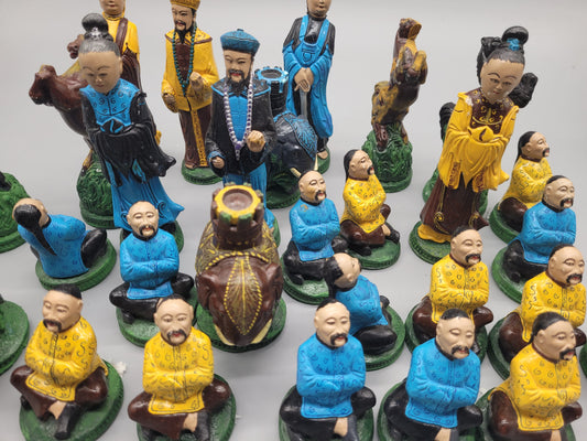 Selten Antik Schachfiguren mit chinesischen Motiven China