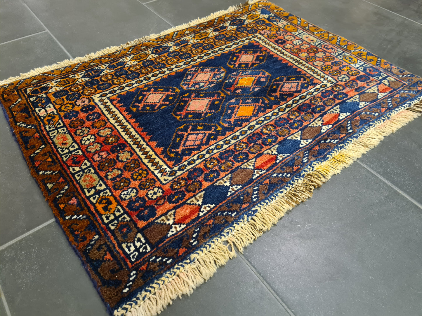 Seltenes Handgeknüpftes Sammlerstück Shiraz Kasak Orientteppich 82X60cm