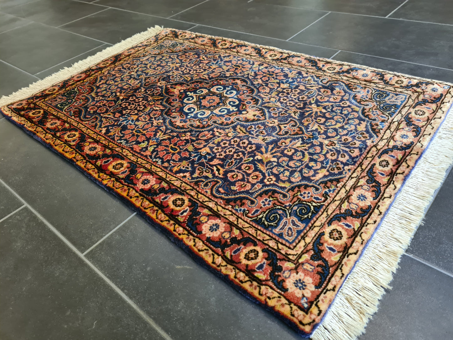Edeler Handgeknüpfter Perser Bidjar Orientteppich mit Blumen Motiven 102X70cm
