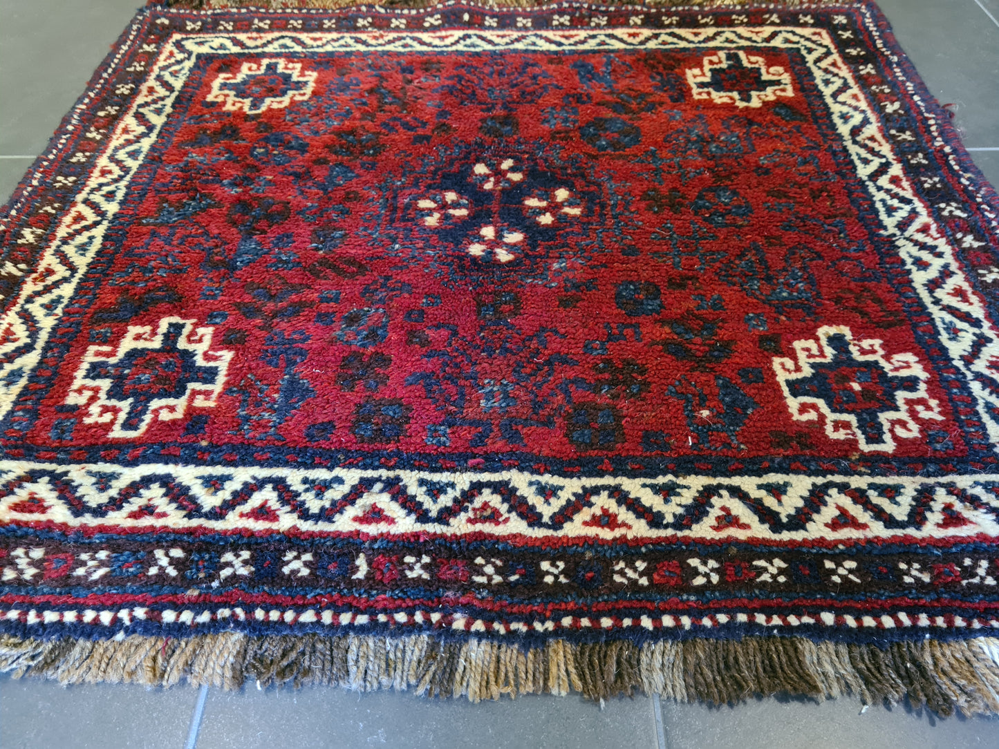 Antiker Handgeknüpfter Perser Gashgai Orientteppich mit Antikem Muster 67X109cm