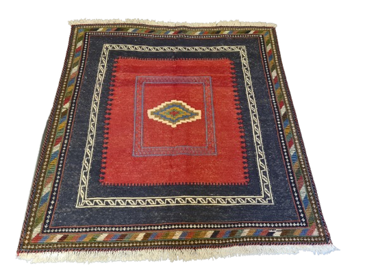 Feiner Handgeknüpfter Kelim Kilim Orientteppich mit Antikem Muster 120X118cm