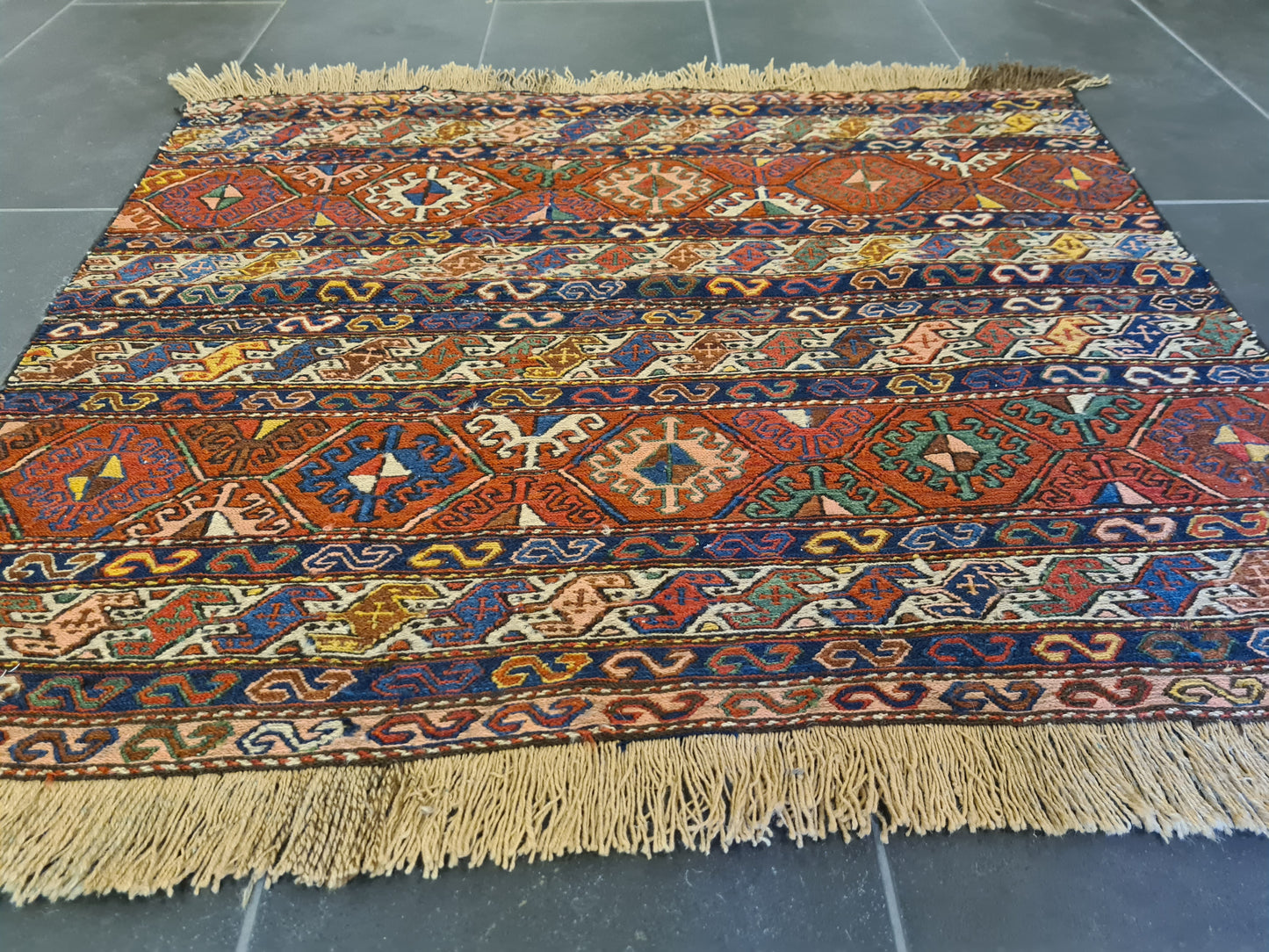 Handgeknüpfter Sumack Kelim Kilim Orientteppich aus dem Kaukasus 100X87cm