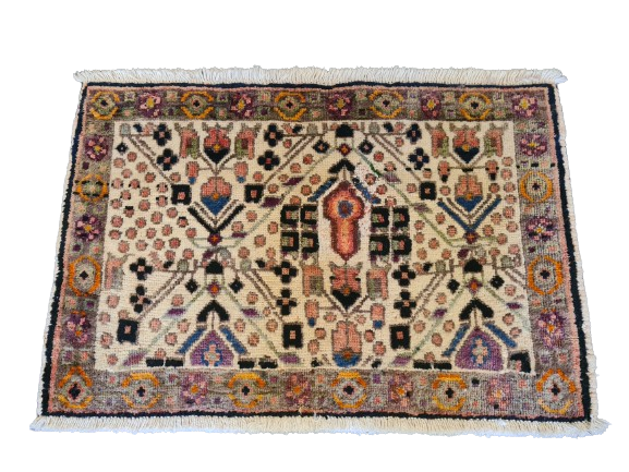 Handgeknüpfter Afshari Orientteppich Meisterwerk mit Pflanzenfarben 72X47cm