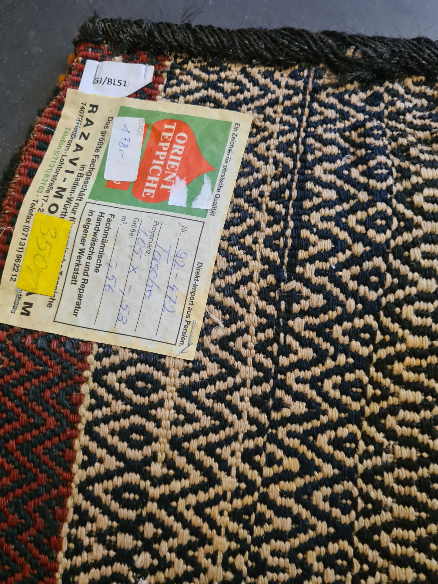 Antiker Handgeknüpfter Orientteppich – Shiraz Teppich Tasche 101X55cm