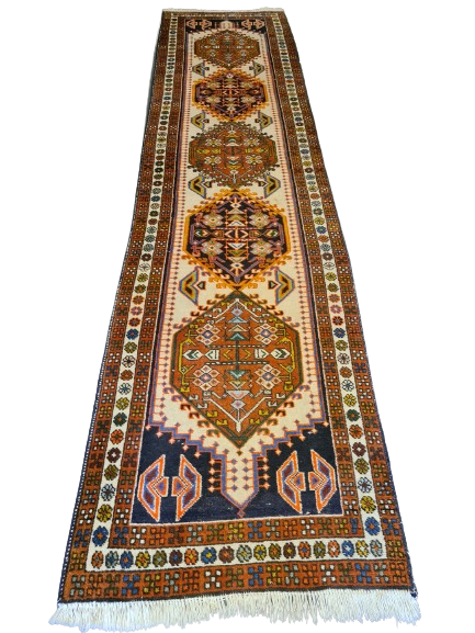 Antiker Handgeknüpfter Orientteppich – Perser Heris Teppichläufer 298X73cm