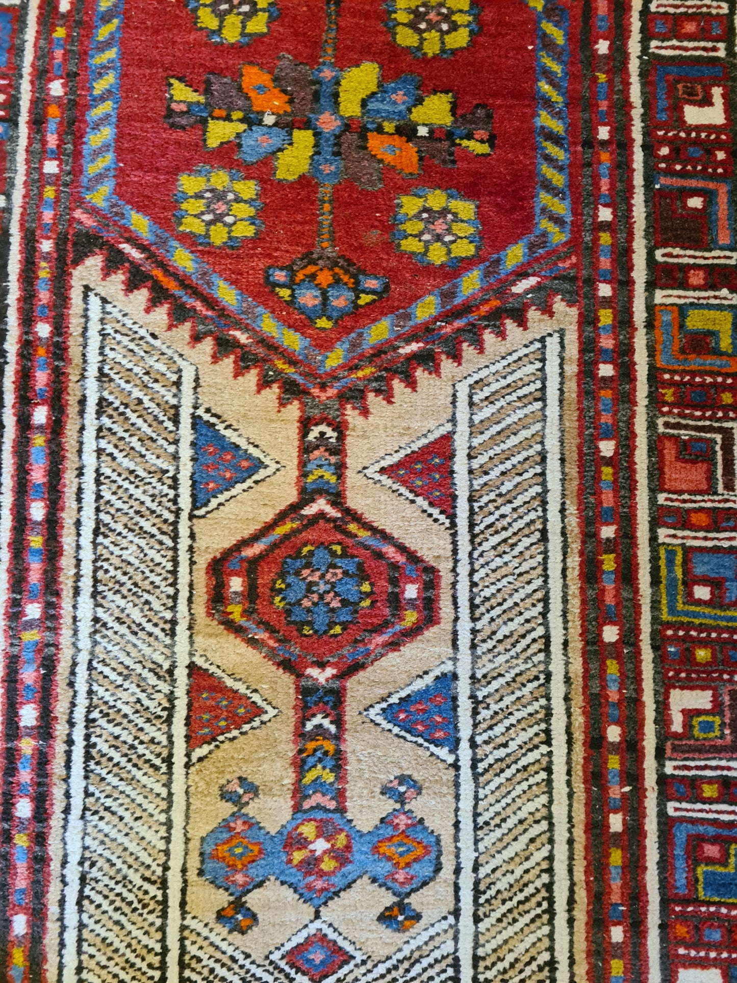 Antiker Handgeknüpfter Orientteppich – Perser Heris Läufer 460x105cm