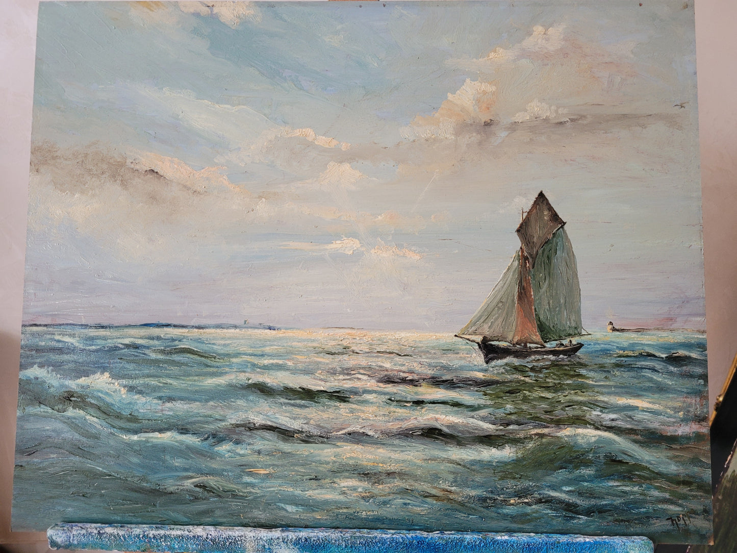 Hoppe (XX) Ölgemälde Nostalgisches Seestück 57x61cm