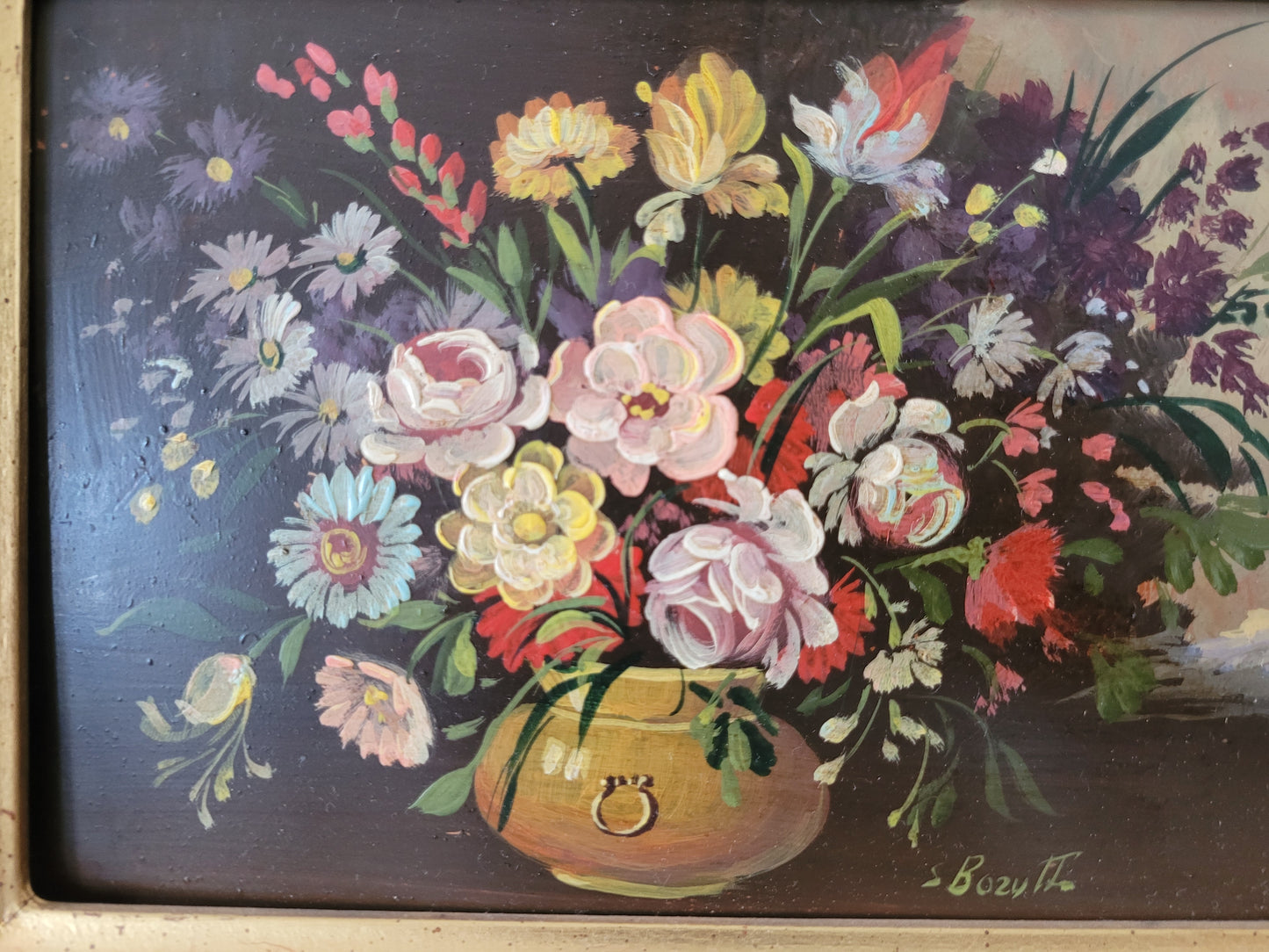 Ölgemälde Gemälde Blumenstillleben Italienische Schule (XX) 30x33cm