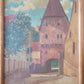 Ölgemälde Gemälde Karl Schäfer (1888-1956) Dorf mit Stadttor 60x50cm