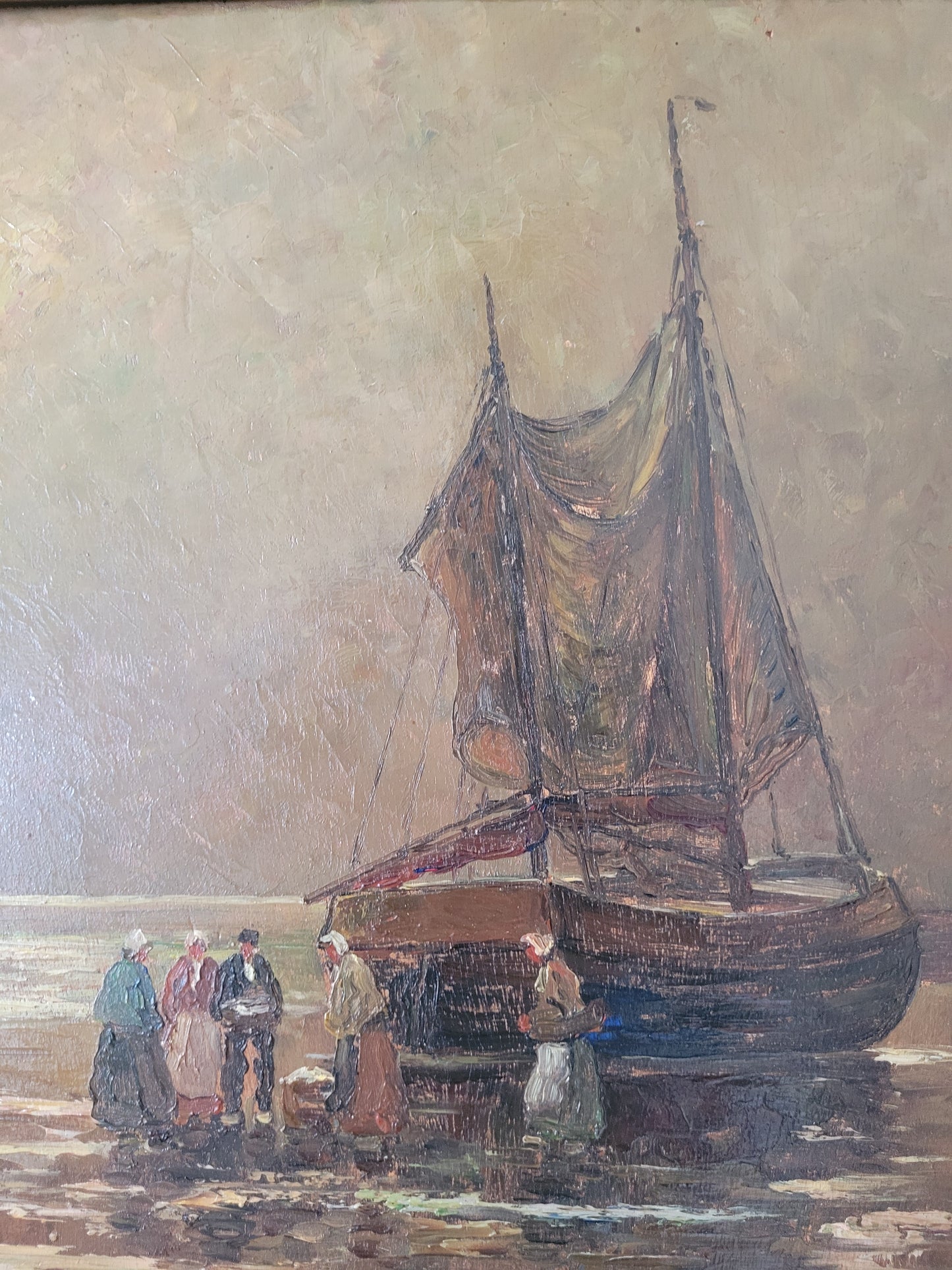 Ölgemälde Gemälde Fischer Hans Haerlander (1880-1943) Küste 52x62cm