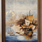 Antikes Delfter Kachel-Tableau Maritime Szene nach Van der Velde