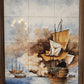 Antikes Delfter Kachel-Tableau Maritime Szene nach Van der Velde